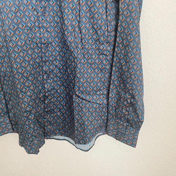 Ted Baker London Mens Long Sleeve Argyle Pattern Button Up Shirt Blue Size 1 - Picture 11 of 11